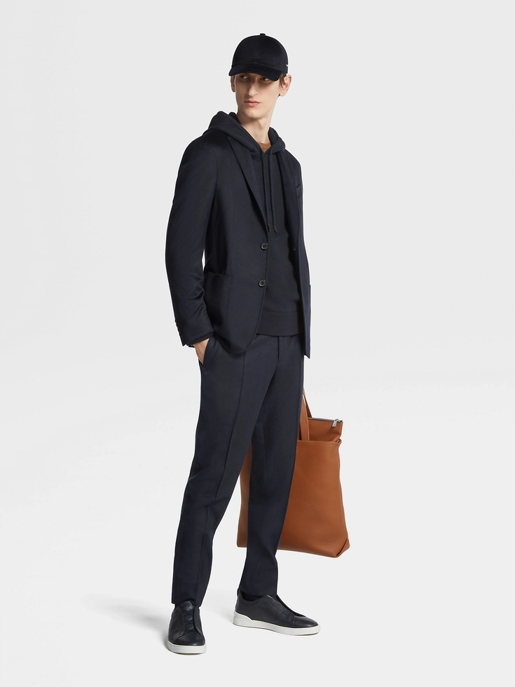Giacca-camicia in cashmere Oasi blu navy