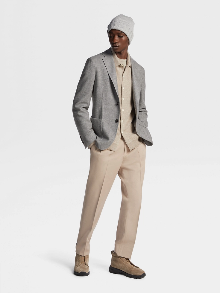 Giacca-camicia in cashmere Trofeo™ grigio melange