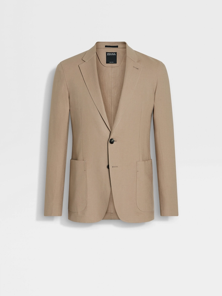 Giacca-camicia in lino Oasi beige chiaro