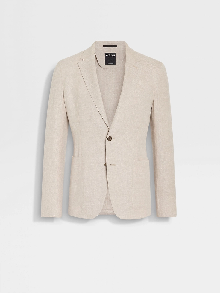 Giacca-camicia in lino Oasi beige chiaro