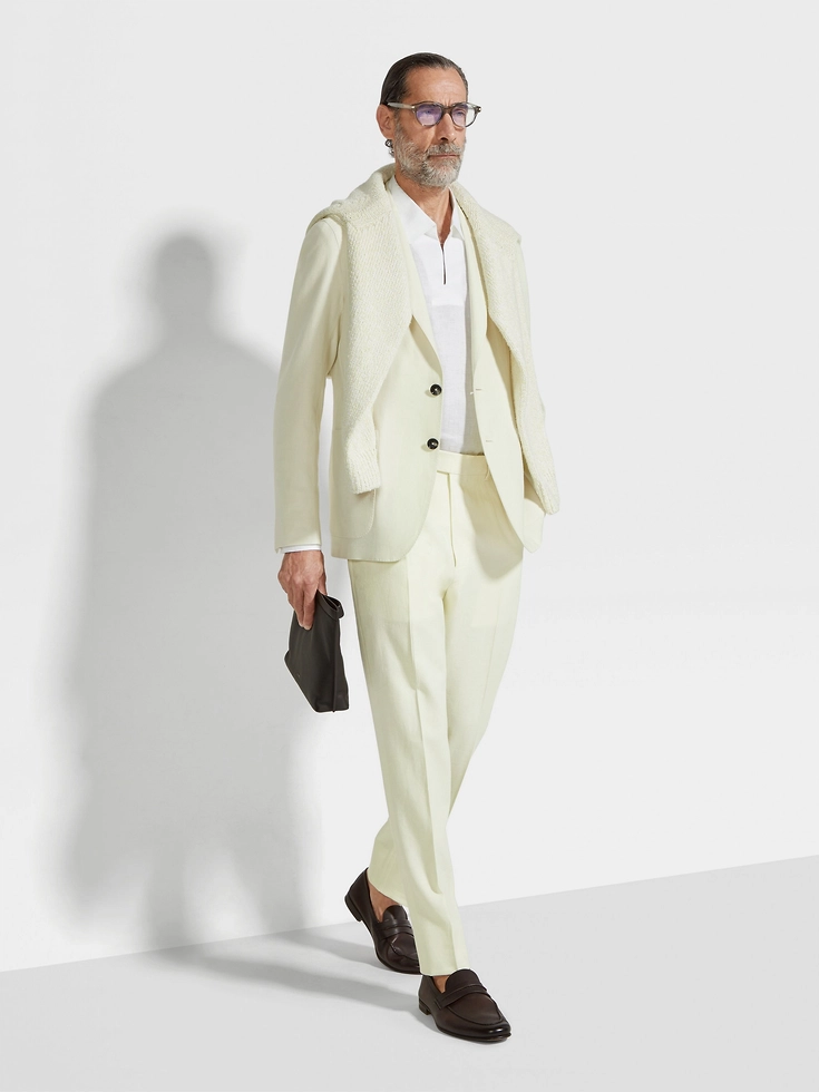 Giacca-camicia in lino Oasi giallo chiaro