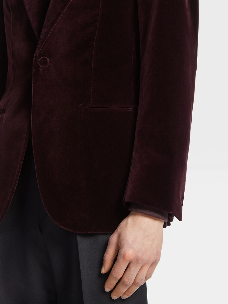 Giacca da sera in cotone bordeaux scuro Giacca da sera in cotone bordeaux scuro