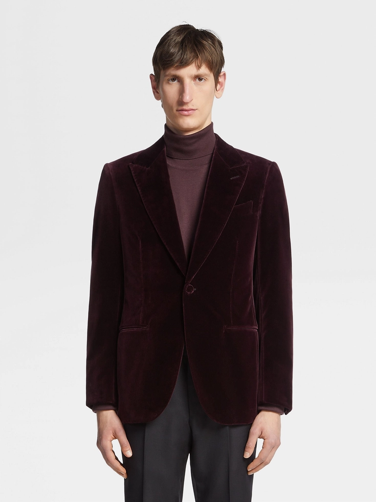 Giacca da sera in cotone bordeaux scuro Giacca da sera in cotone bordeaux scuro