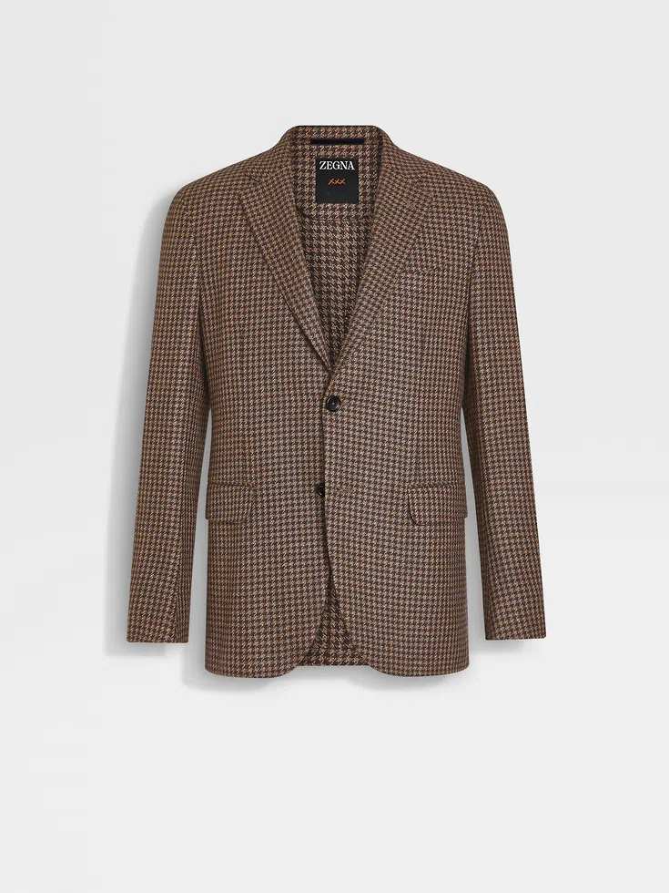 Giacca in cashmere e seta marrone scuro e marrone chiaro