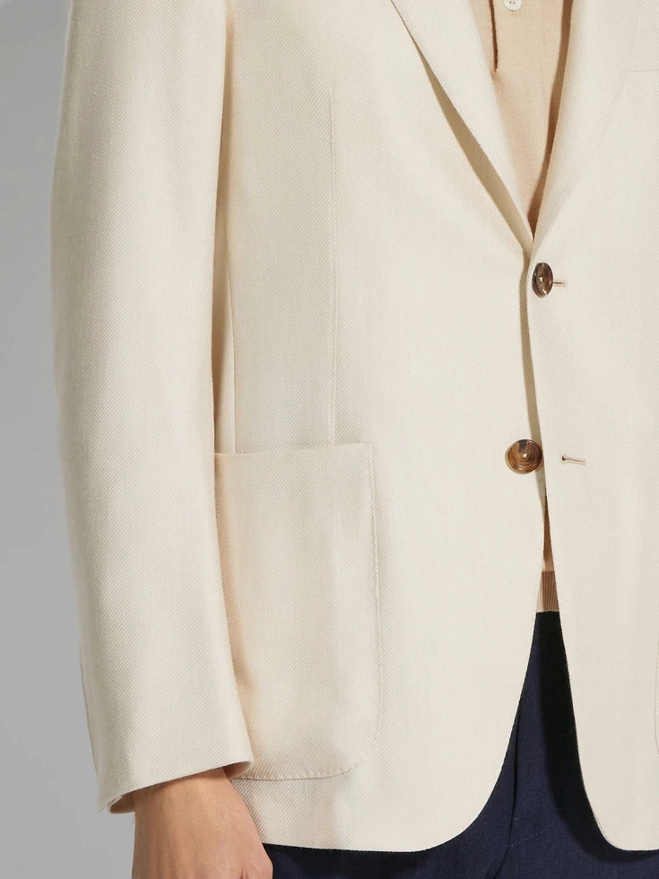 Giacca in cashmere, seta e lino bianco sporco Giacca in cashmere, seta e lino bianco sporco