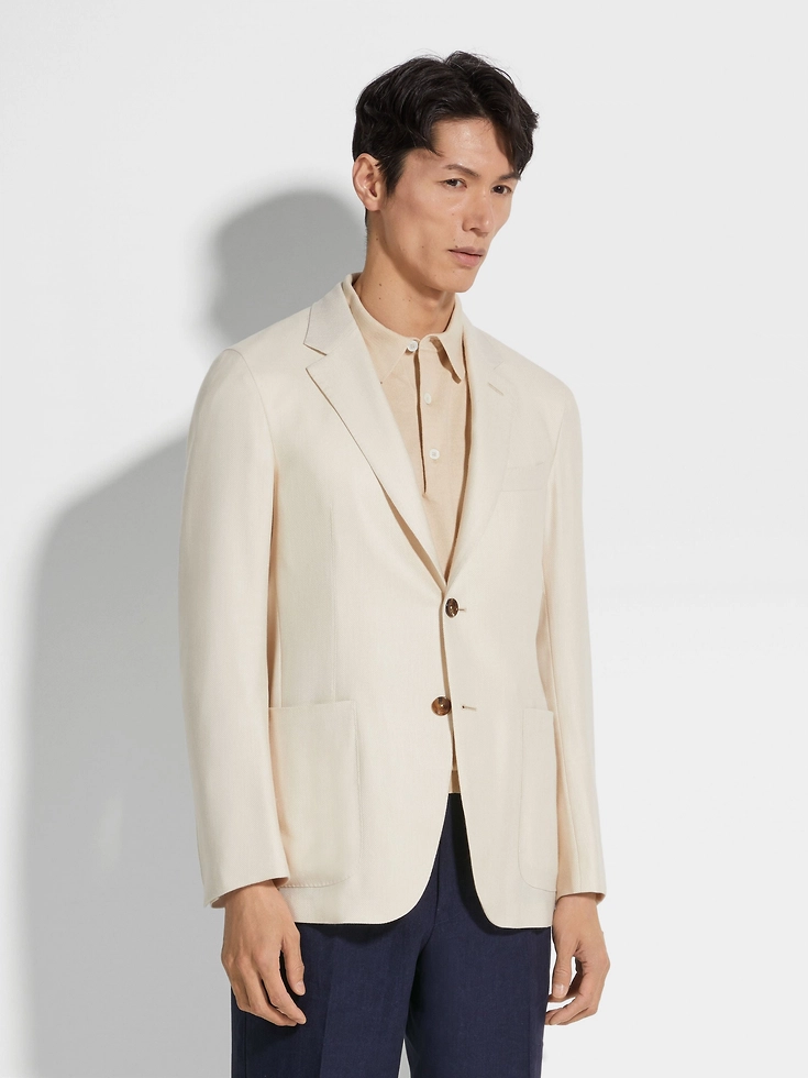 Giacca in cashmere, seta e lino bianco sporco Giacca in cashmere, seta e lino bianco sporco