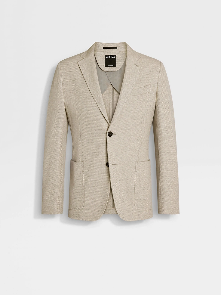 Giacca in jersey di cotone color talpa chiaro