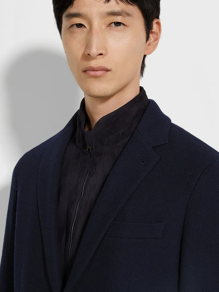 Giacca in jersey di lana e cotone ad alte prestazioni™ blu navy Giacca in jersey di lana e cotone ad alte prestazioni™ blu navy