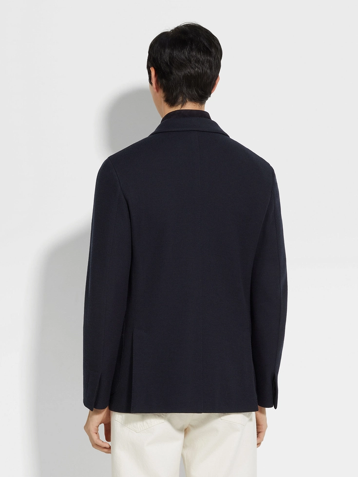 Giacca in jersey di lana e cotone ad alte prestazioni™ blu navy Giacca in jersey di lana e cotone ad alte prestazioni™ blu navy