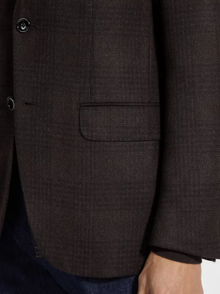 Giacca in seta e cashmere marrone scuro e marrone Giacca in seta e cashmere marrone scuro e marrone