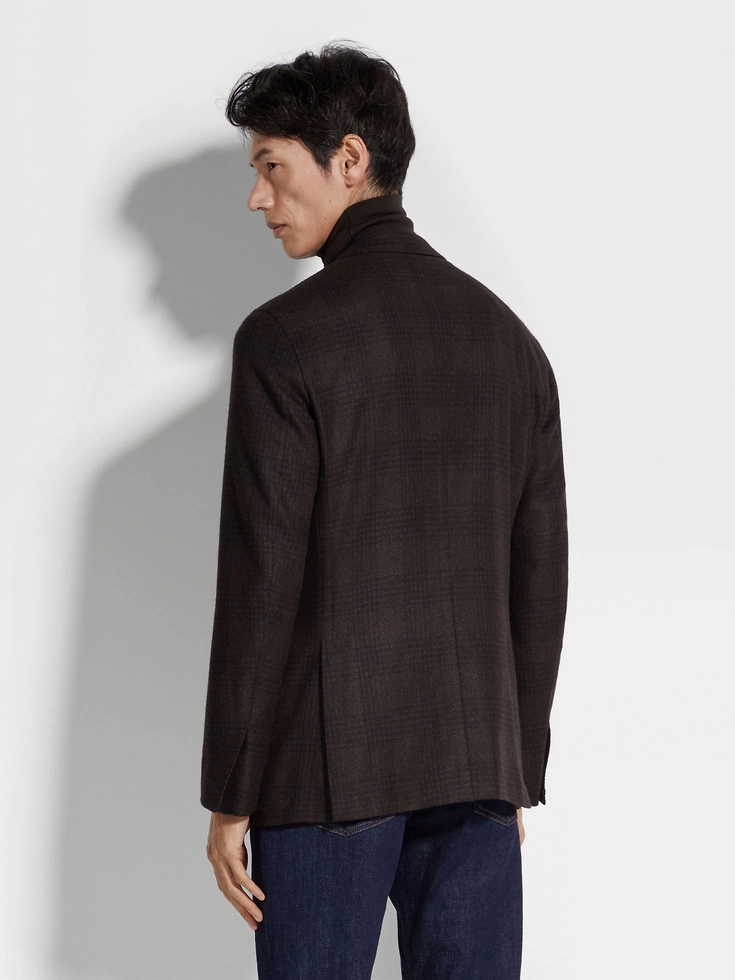 Giacca in seta e cashmere marrone scuro e marrone Giacca in seta e cashmere marrone scuro e marrone