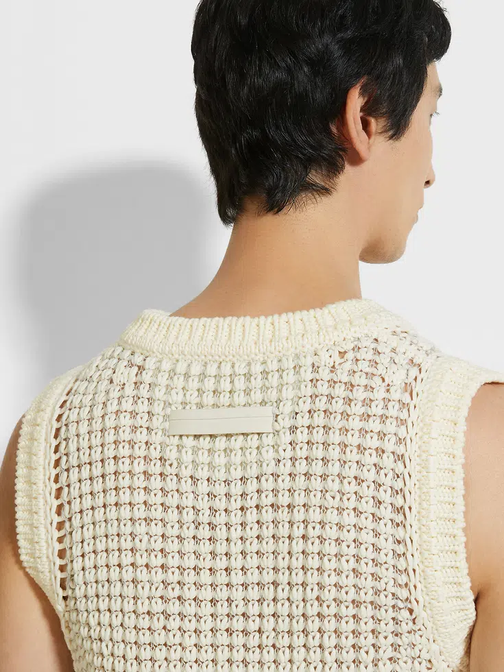 Gilet bianco in cotone e lino