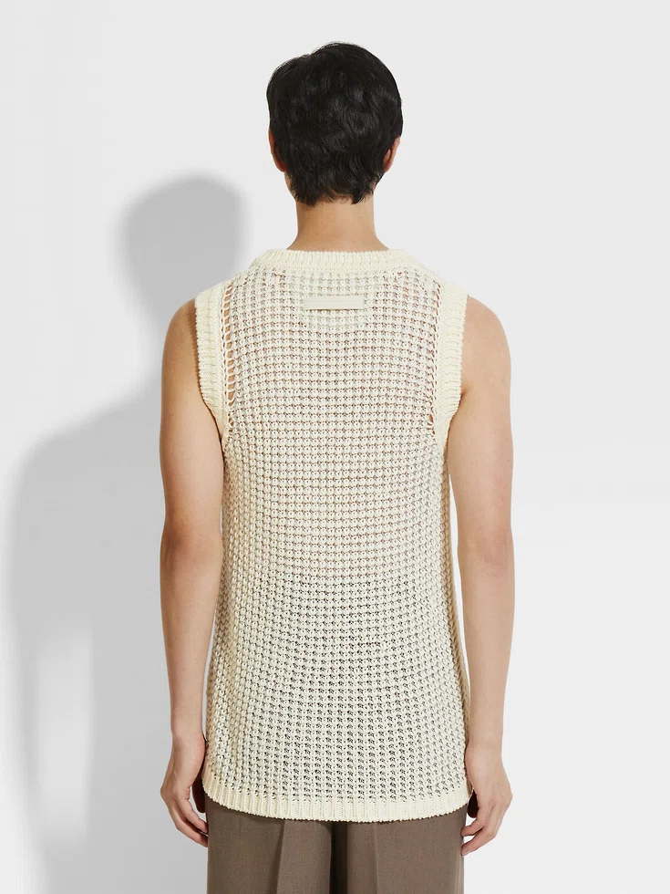 Gilet bianco in cotone e lino Gilet bianco in cotone e lino