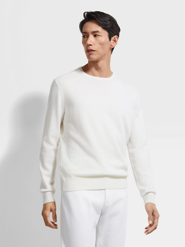 Girocollo Oasi Cashmere Bianco Mélange Girocollo Oasi Cashmere Bianco Mélange