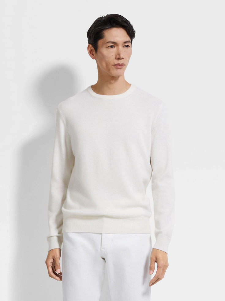 Girocollo Oasi Cashmere Bianco Mélange Girocollo Oasi Cashmere Bianco Mélange