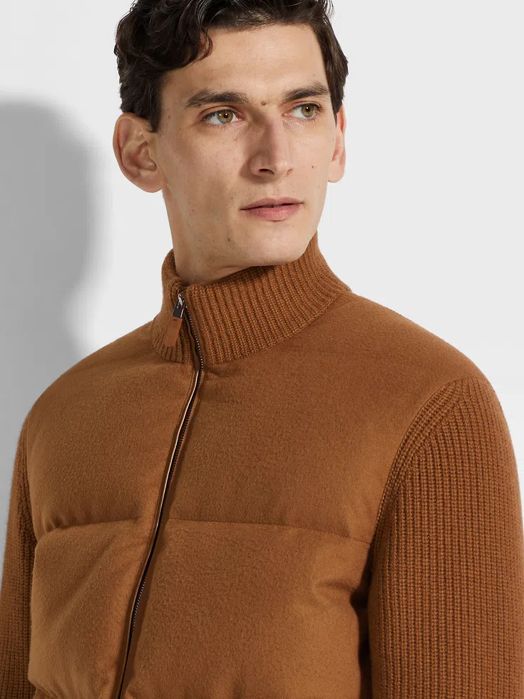 Giubbotto con cerniera intera in cashmere Oasi Dark Foliage