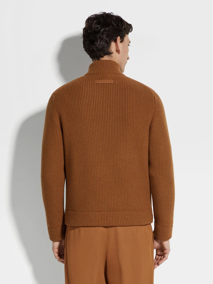 Giubbotto con cerniera intera in cashmere Oasi Dark Foliage Giubbotto con cerniera intera in cashmere Oasi Dark Foliage