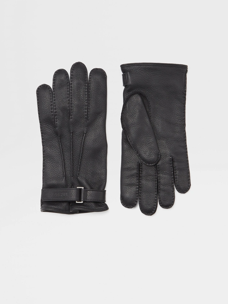 Guanti in pelle di daino nera