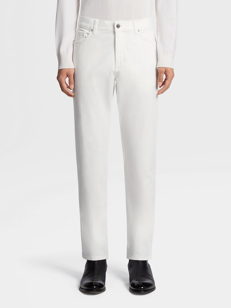 Jeans Roccia in cotone elasticizzato bianco