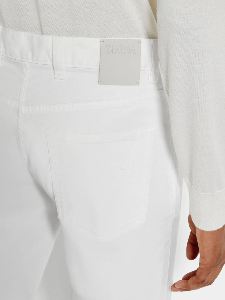 Jeans Roccia in cotone elasticizzato bianco