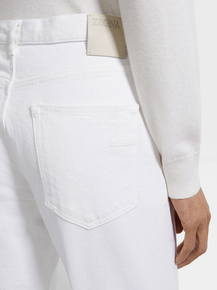 Jeans Roccia in cotone elasticizzato bianco risciacquato