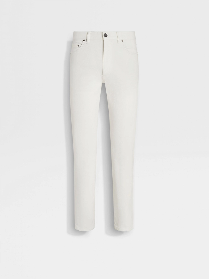 Jeans Roccia in cotone elasticizzato bianco risciacquato