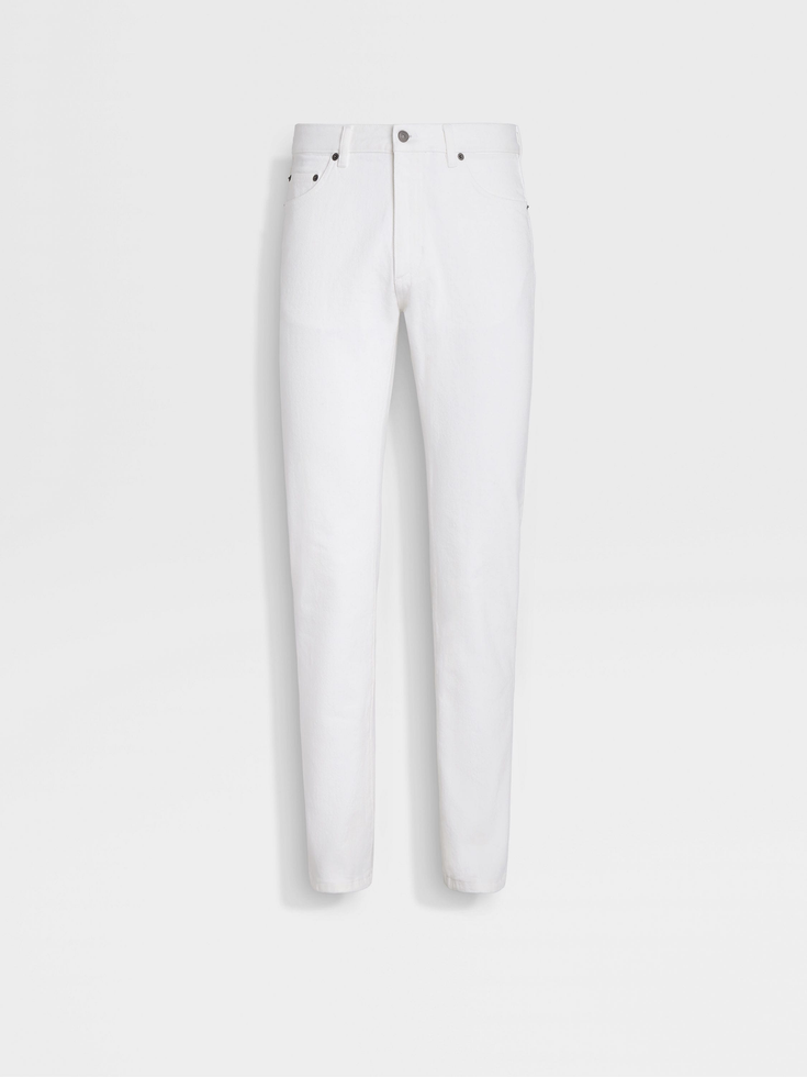 Jeans Roccia in cotone elasticizzato bianco risciacquato