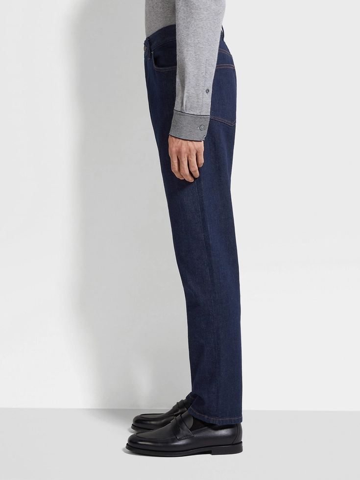 Jeans Roccia in cotone elasticizzato blu scuro risciacquato Jeans Roccia in cotone elasticizzato blu scuro risciacquato