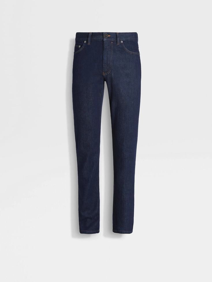 Jeans Roccia in cotone elasticizzato blu scuro risciacquato