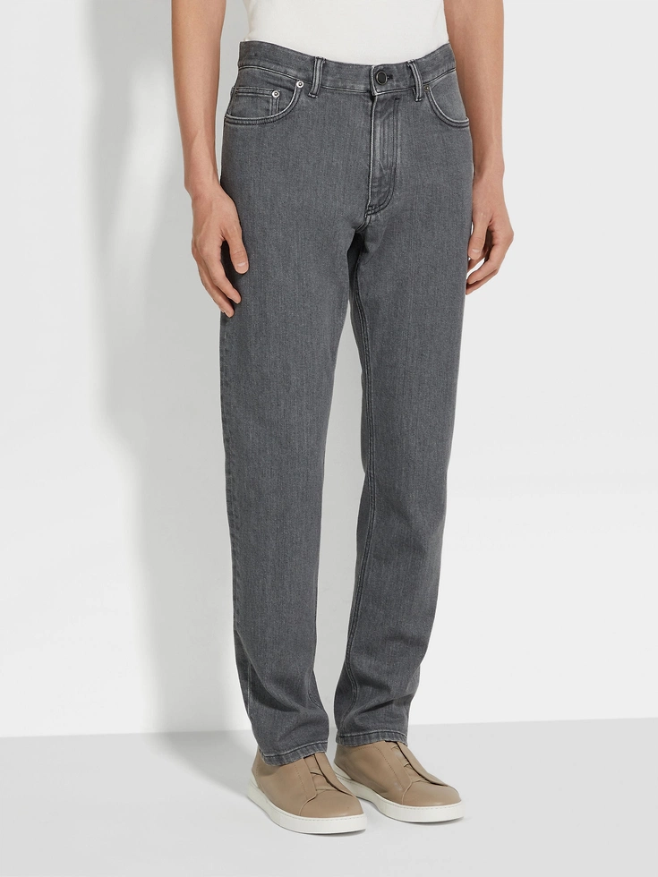 Jeans Roccia in cotone elasticizzato stone-washed grigio Jeans Roccia in cotone elasticizzato stone-washed grigio