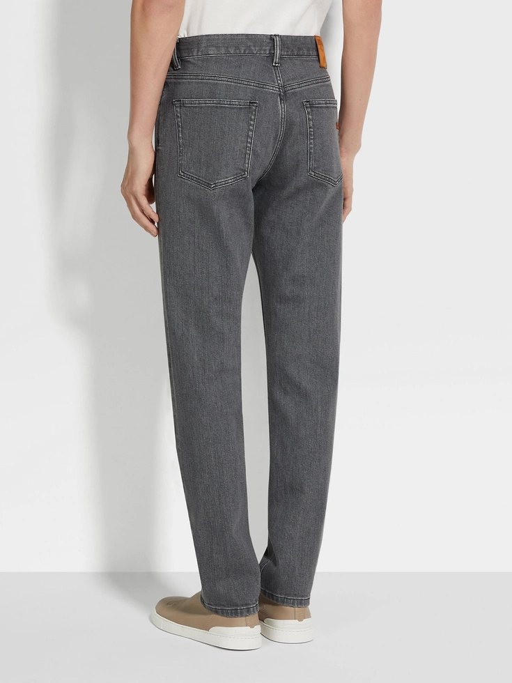 Jeans Roccia in cotone elasticizzato stone-washed grigio Jeans Roccia in cotone elasticizzato stone-washed grigio