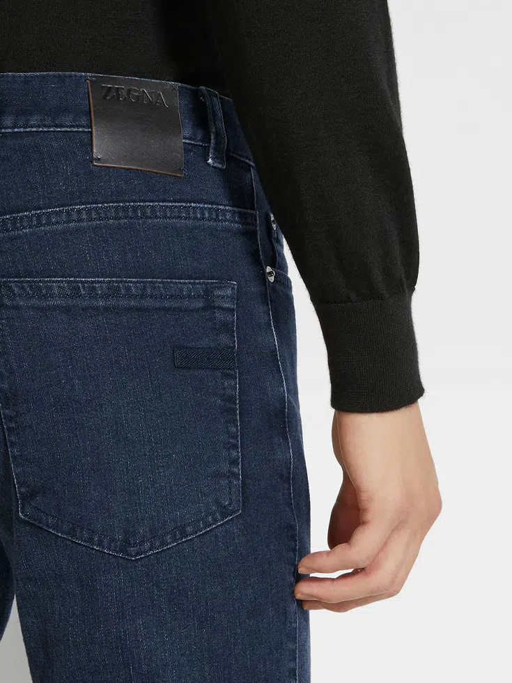 Jeans Roccia in cotone elasticizzato stone-washed grigio scuro