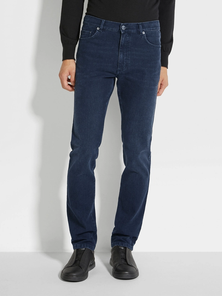 Jeans Roccia in cotone elasticizzato stone-washed grigio scuro Jeans Roccia in cotone elasticizzato stone-washed grigio scuro