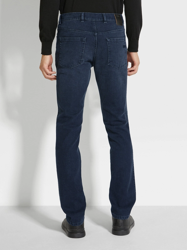 Jeans Roccia in cotone elasticizzato stone-washed grigio scuro Jeans Roccia in cotone elasticizzato stone-washed grigio scuro