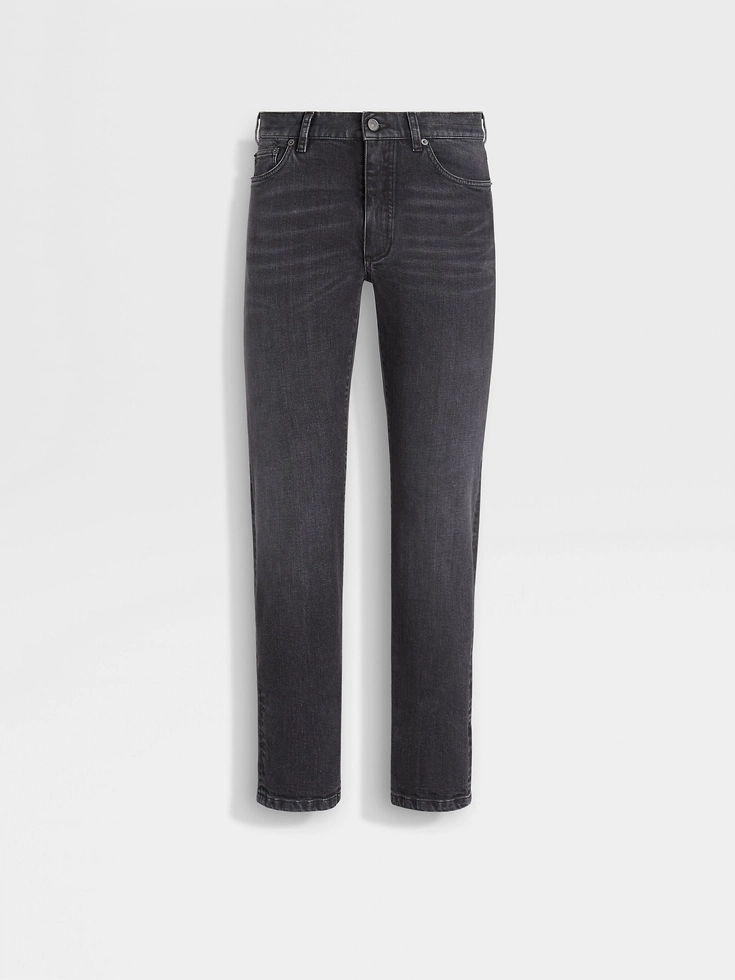 Jeans Roccia in cotone elasticizzato stone-washed grigio scuro
