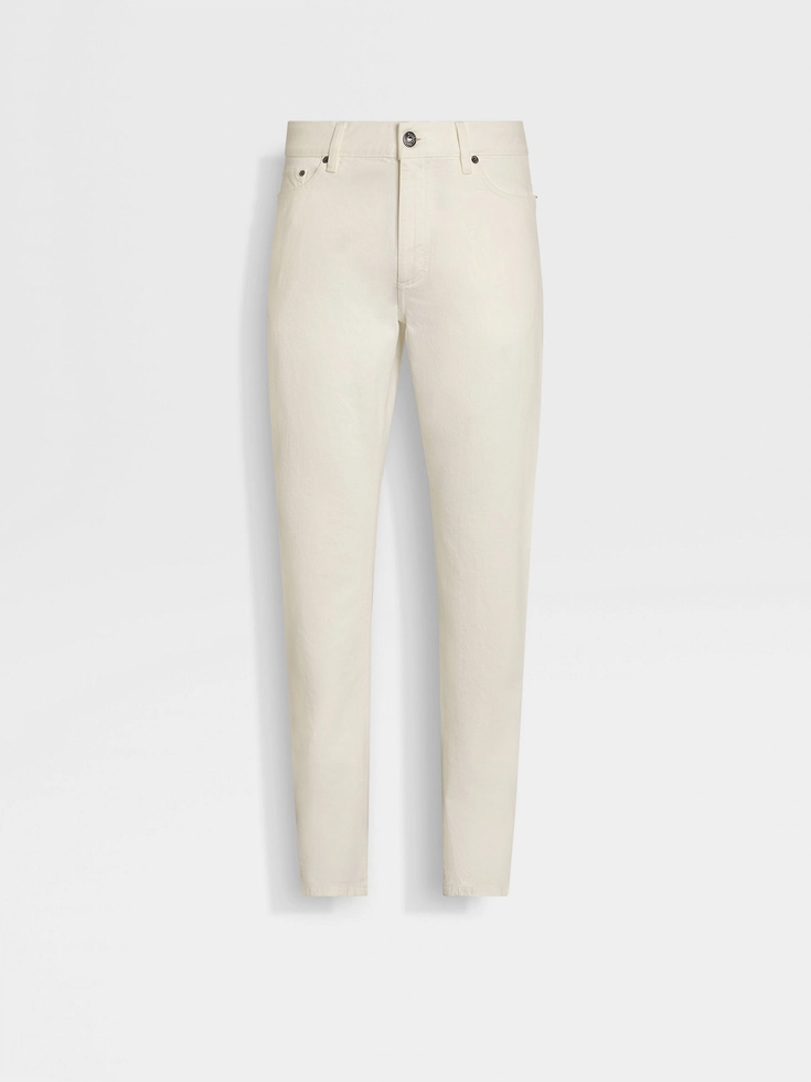 Jeans Roccia in cotone stone-washed bianco