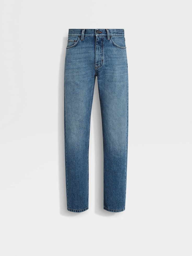Jeans Roccia in cotone stone-washed blu Jeans Roccia in cotone stone-washed blu