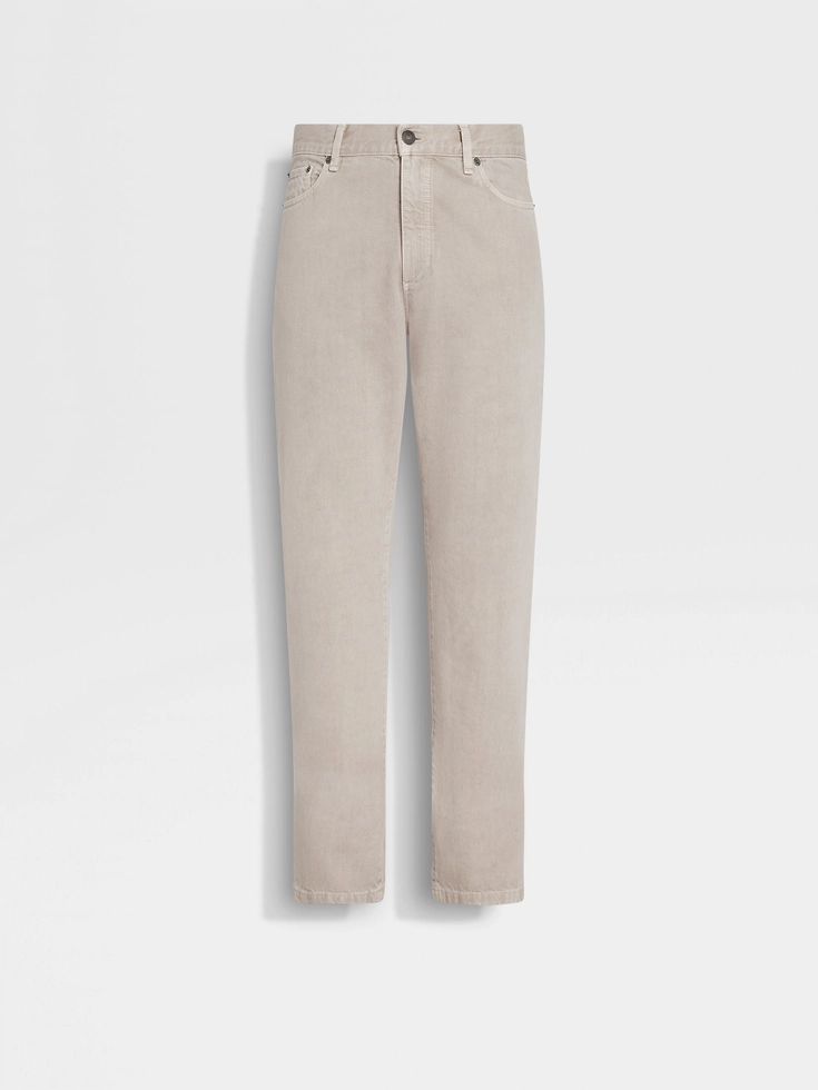 Jeans Roccia in cotone stone-washed color tortora chiaro