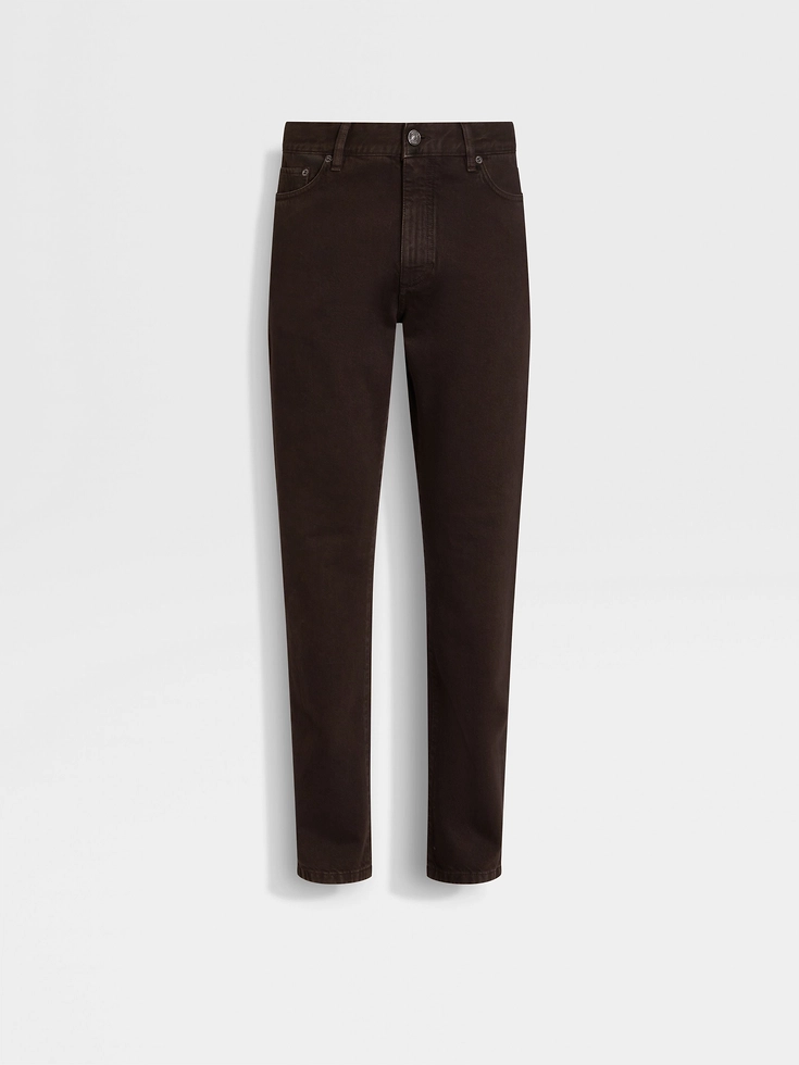 Jeans Roccia in cotone stone-washed marrone scuro