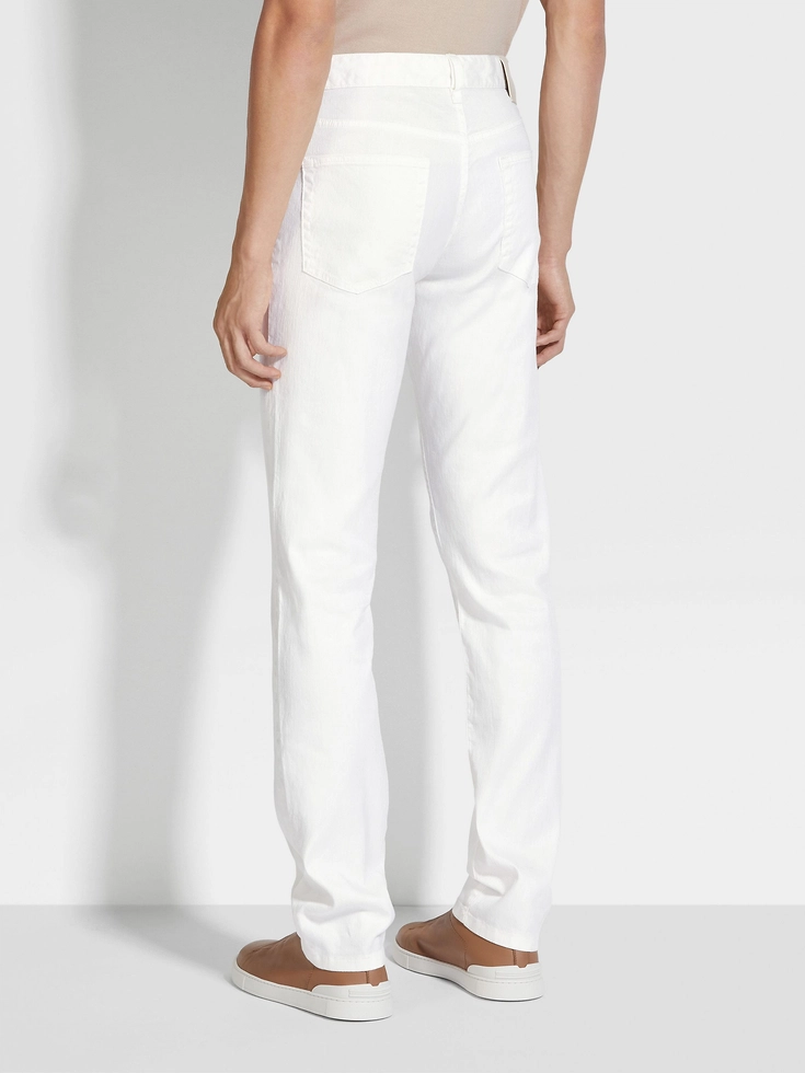 Jeans Roccia in lino e cotone elasticizzato bianco Jeans Roccia in lino e cotone elasticizzato bianco