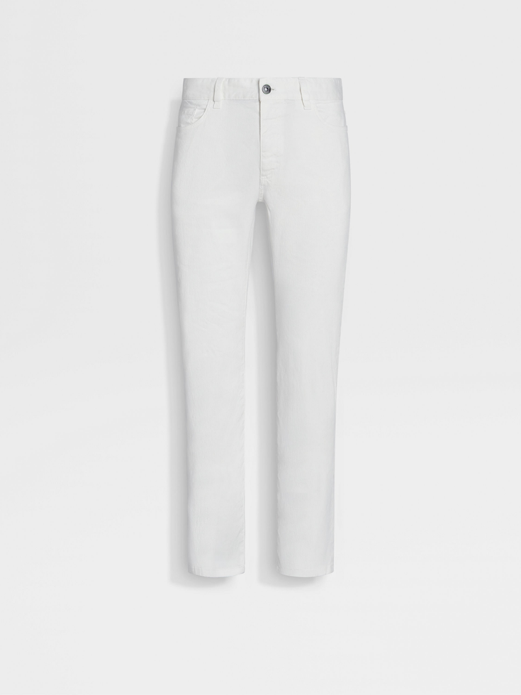 Jeans Roccia in lino e cotone elasticizzato bianco