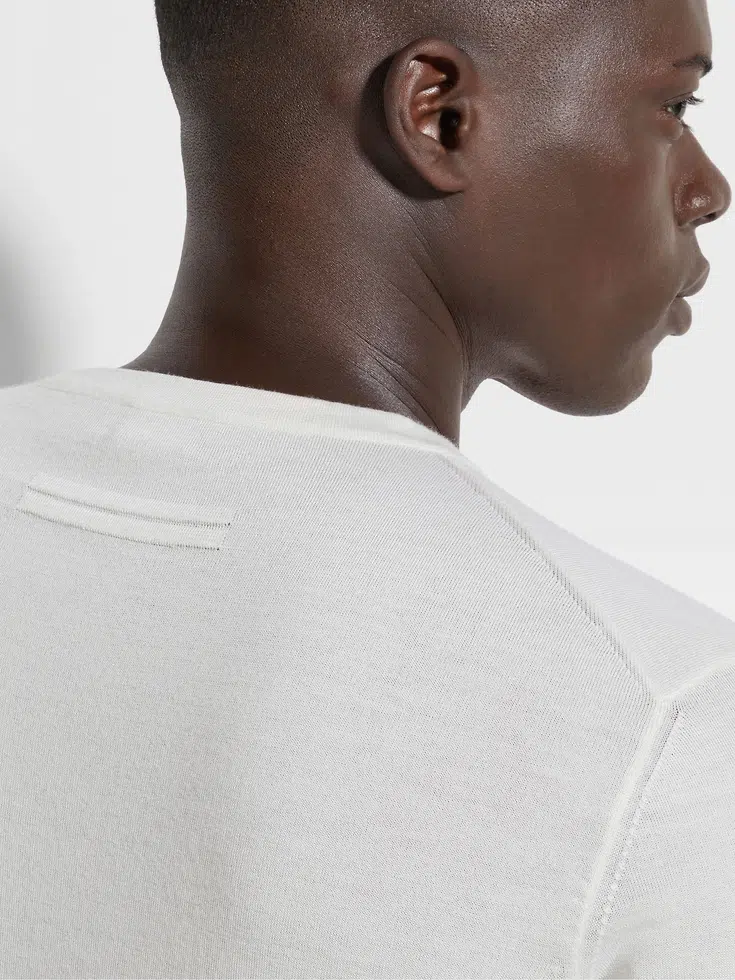 Maglia girocollo Cashseta bianco mélange