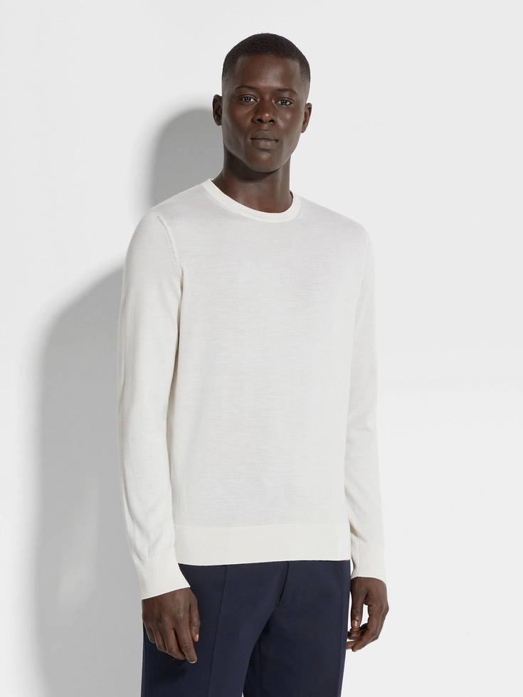 Maglia girocollo Cashseta bianco mélange Maglia girocollo Cashseta bianco mélange