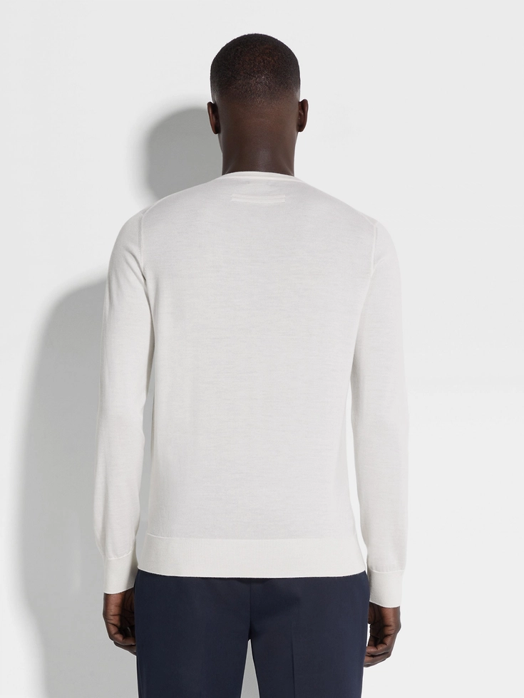 Maglia girocollo Cashseta bianco mélange Maglia girocollo Cashseta bianco mélange