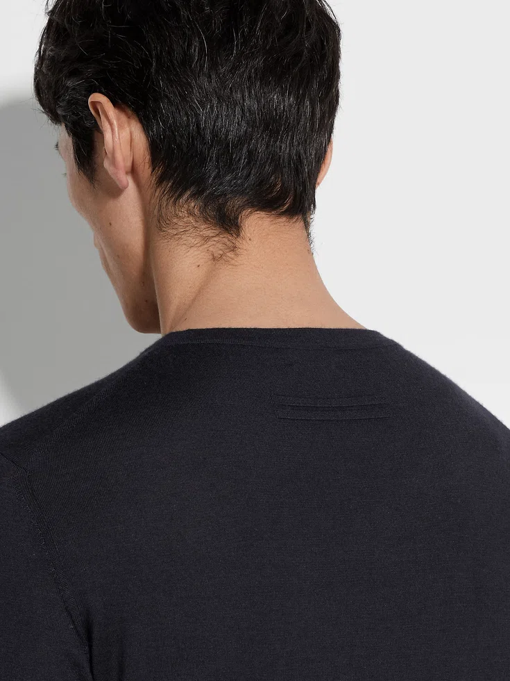 Maglia girocollo Cashseta blu navy mélange