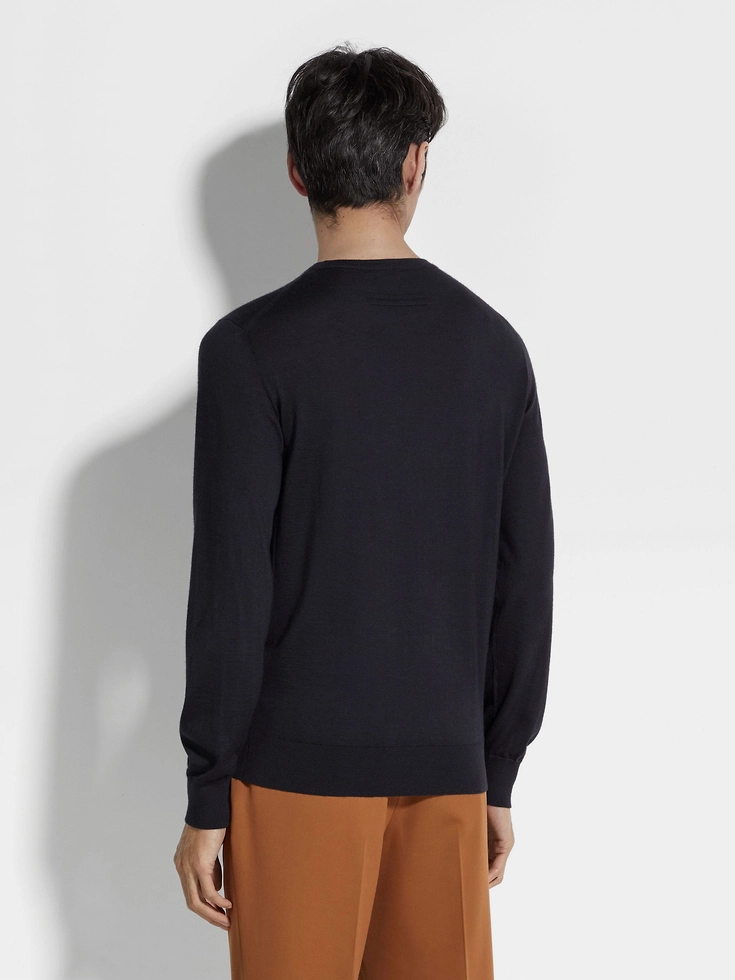 Maglia girocollo Cashseta blu navy mélange Maglia girocollo Cashseta blu navy mélange