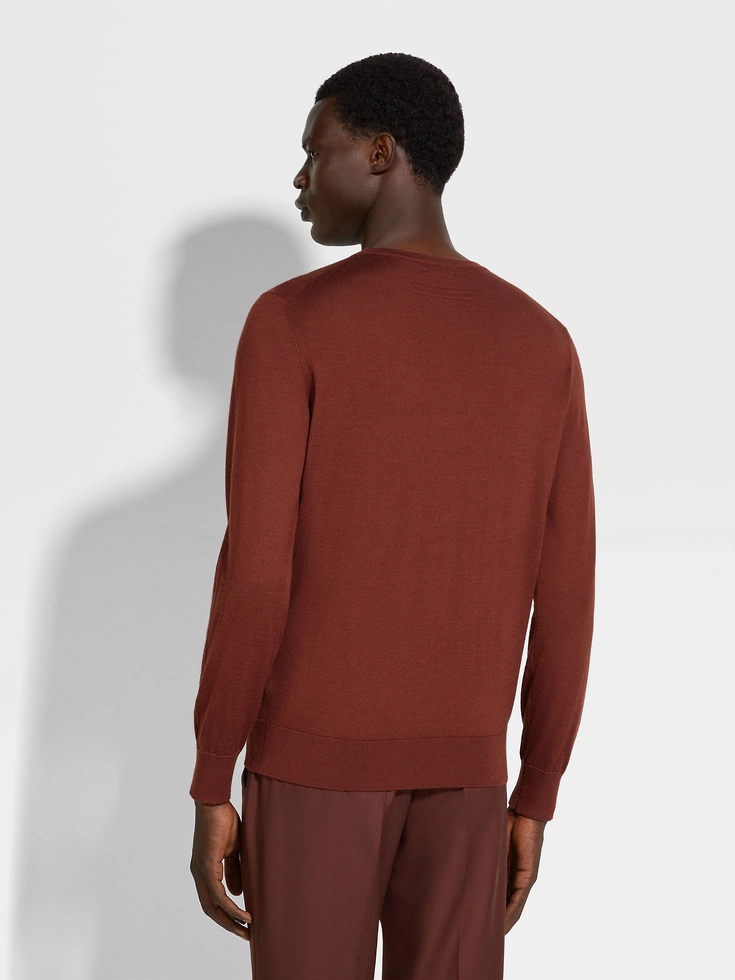Maglia girocollo Cashseta mélange rosso mattone Maglia girocollo Cashseta mélange rosso mattone
