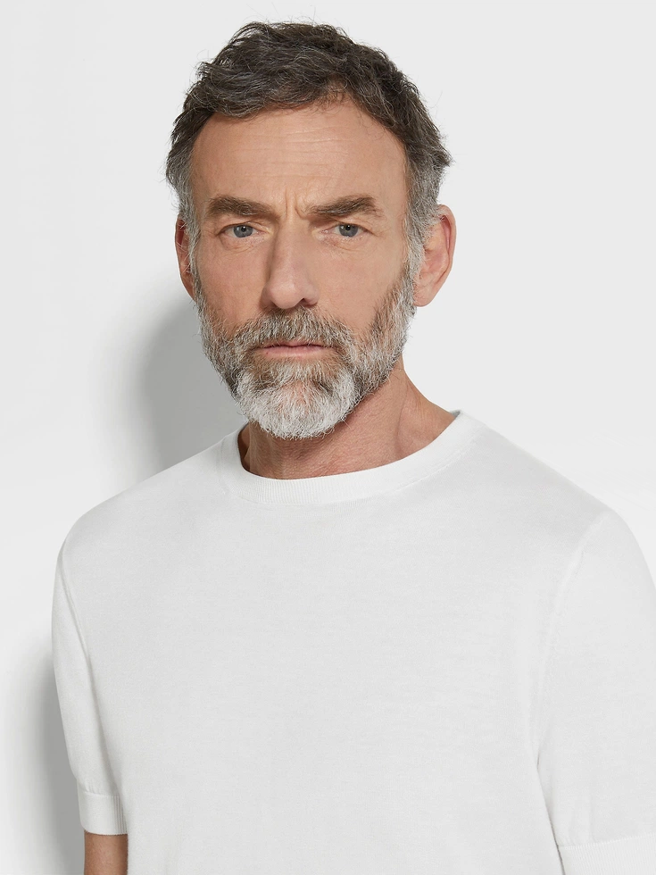 Maglia girocollo in cotone bianco premium