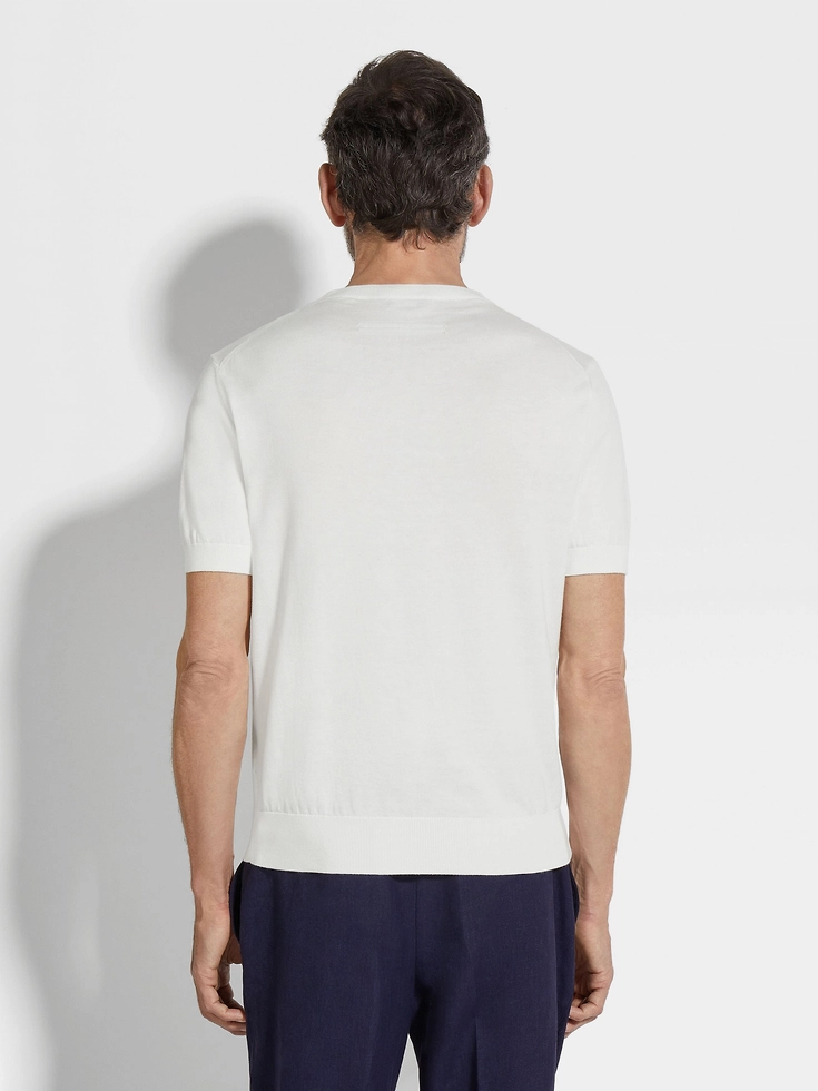 Maglia girocollo in cotone bianco premium Maglia girocollo in cotone bianco premium
