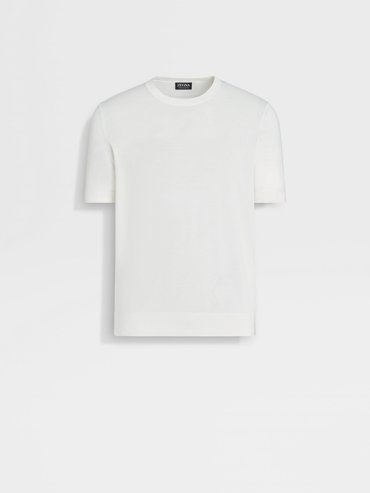 Maglia girocollo in cotone bianco premium